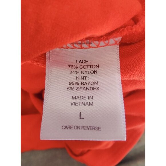 New York & Co Stretch Bright Deep Orange Lace Front Sleeveless Top Scoop Neck L - Picture 5 of 5